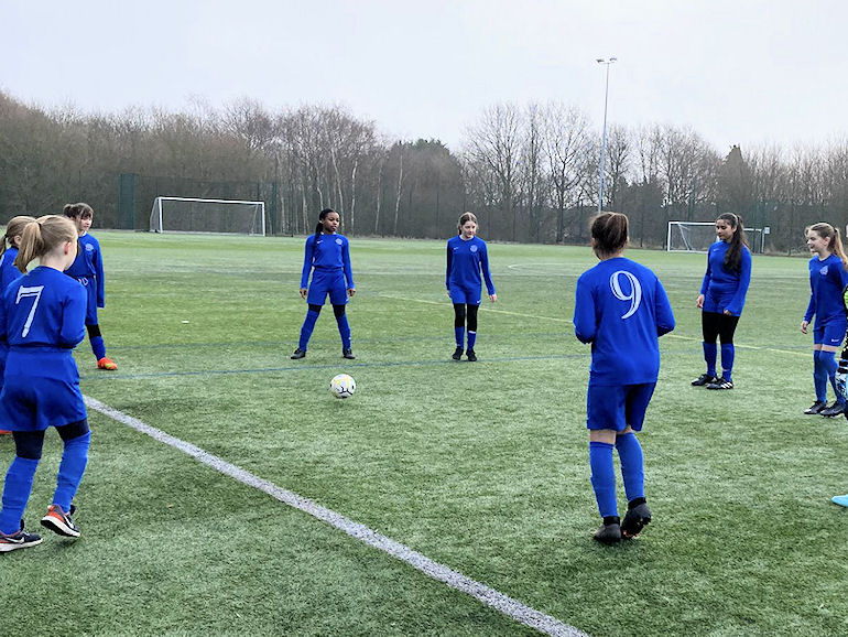 Girls' football practice