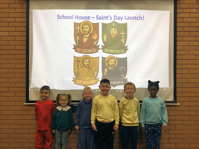 Children wearing different house colours